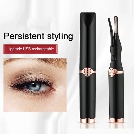 2-in-1 portable heated eyelash curler, long-lasting curling comb clip, USB power supply, 3-speed temperature mode, beauty tool