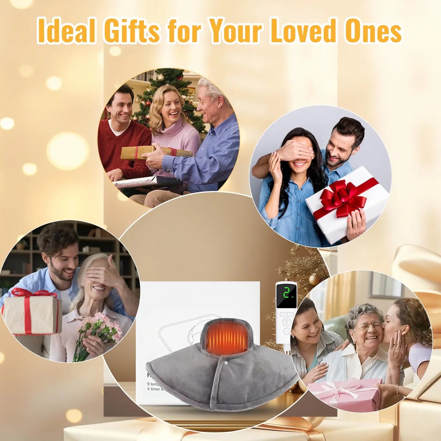 Heating Shawl Heated Pad for Neck with 9 Heat Levels Heat Cushion Shoulder Back Joint Muscle Soreness Pain Relief with 4 Timers